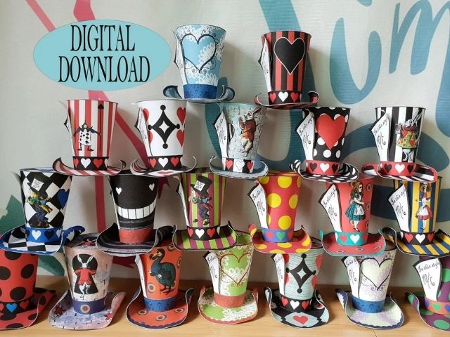 A photo of Mad Hatter parer hats